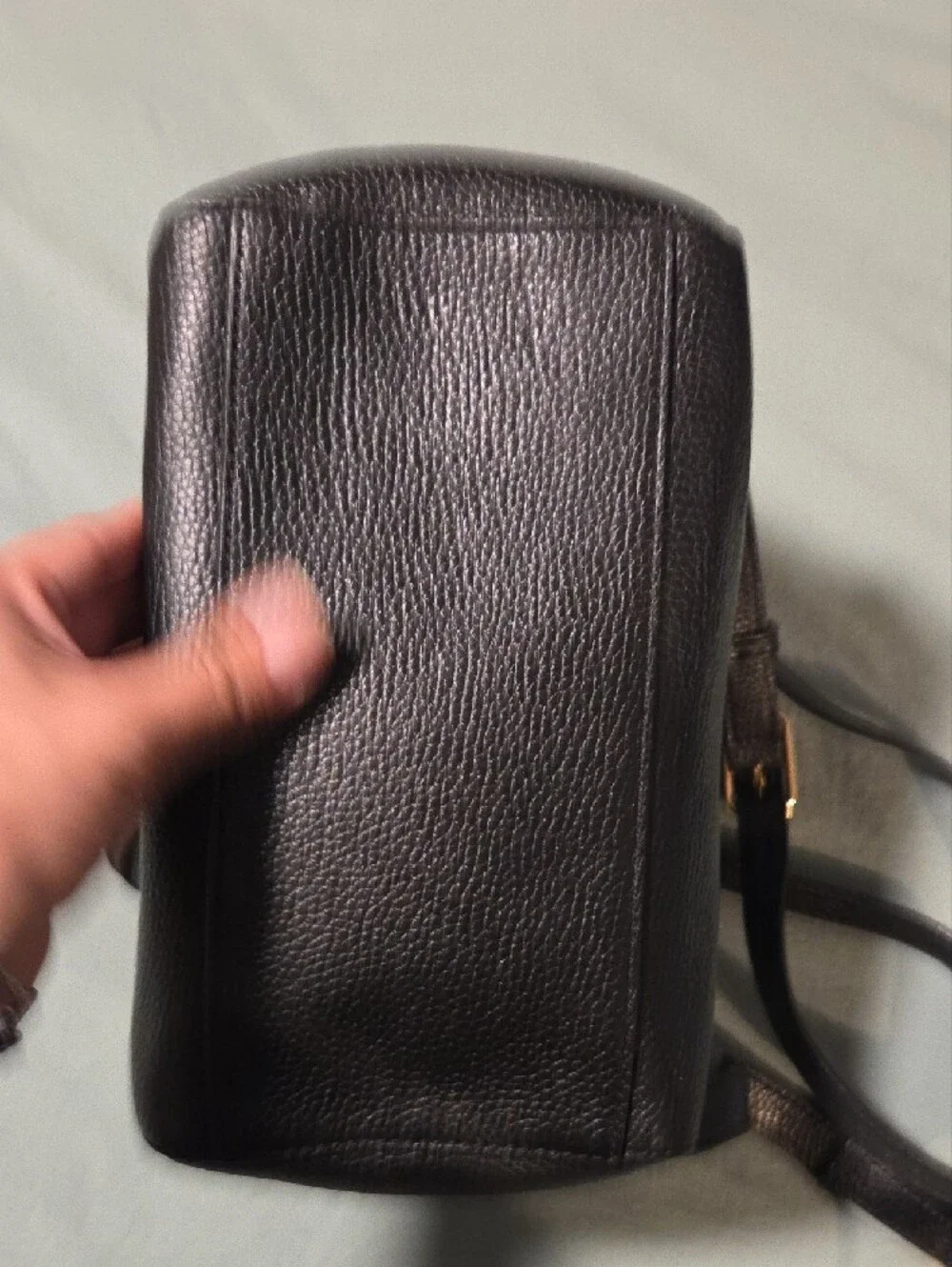 Tory Burch Black Pebbled Leather Tassel Backpack